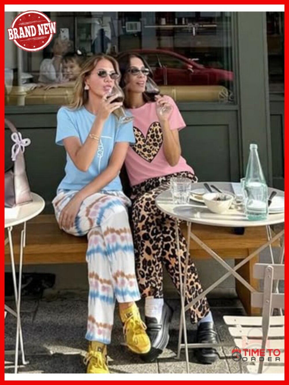 2 Pack Pajamas Set Short Sleeve Sleepwear Top and Pants Soft Lounge Sets with - Picture 3 of 6